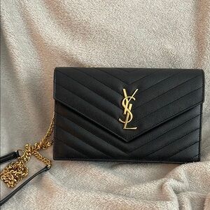 Yves Saint Laurent Black and Gold Crossbody Bag